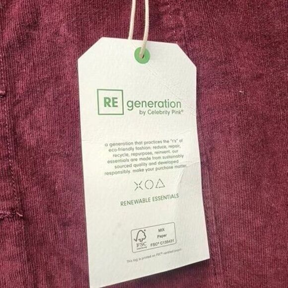 REgeneration Skirt Women Size 11/30 Burgundy Corduroy Vintage Retro Button Front - Picture 15 of 16